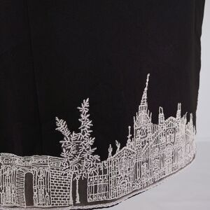 Vintage Blú’s Black Shift Dress Refashioned with Lace Skyline Hem - Size 10